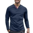 thumbnail image 1 of Xzbqbs Men's Henley Shirts Long Sleeve Button T-Shirt Casual Stylish Cotton Pullover Tops Lightweight V Neck Solid Golf Shirts, 1 of 5