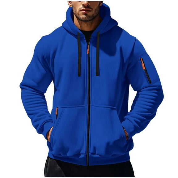 Xzbqbs Men's Hooded Coats Casual Hoodies for Men with Pocket Full Zipper Long Sleeve Lightweight Sports Coat Sweatshirt Jacket