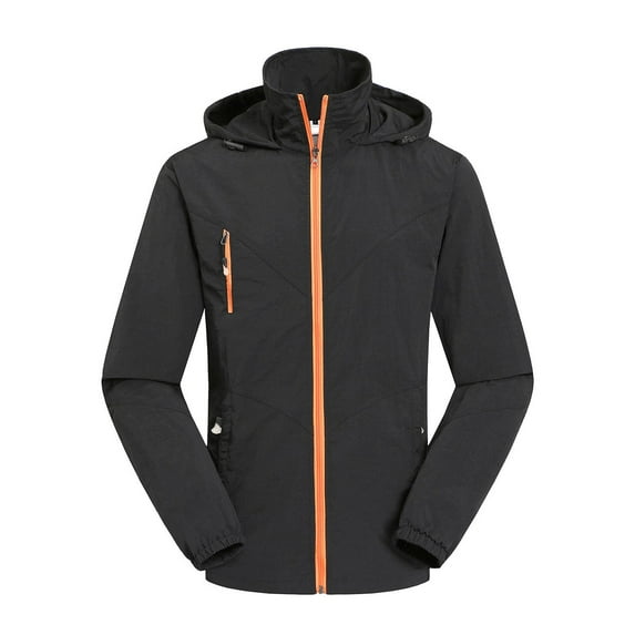 Xzbqbs Men's Hooded Jacket Casual Breathable Quick Dry Full Zip Solid Color Coat Fishing Hiking Jacket for Men with Zipper Pocket