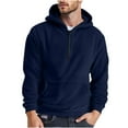 thumbnail image 1 of Xzbqbs Men's Hooded Sweatshirts Casual Solid Color Quarter Zip Pullover Hoodie Tops Warm Fleece Sweatshirt with Kangaroo Pocket, 1 of 1