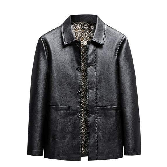 Xzbqbs Men's Leather Jackets Faux Leather Jacket for Men Classic Causal PU Leather Motorcycle Lapel Business Biker Vintage Jacket