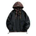 thumbnail image 1 of Xzbqbs Men's Lightweight Softshell Hooded Jacket Casual Faux Two-Piece Waterproof Color Block Coat Windbreaker Workwear Jackets, 1 of 6