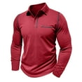 thumbnail image 1 of Xzbqbs Men's Polo Shirts Casual Long Sleeve Button Down Vintage Pullover Tops Lightweight Lapel Color Block Stitching Shirts, 1 of 5