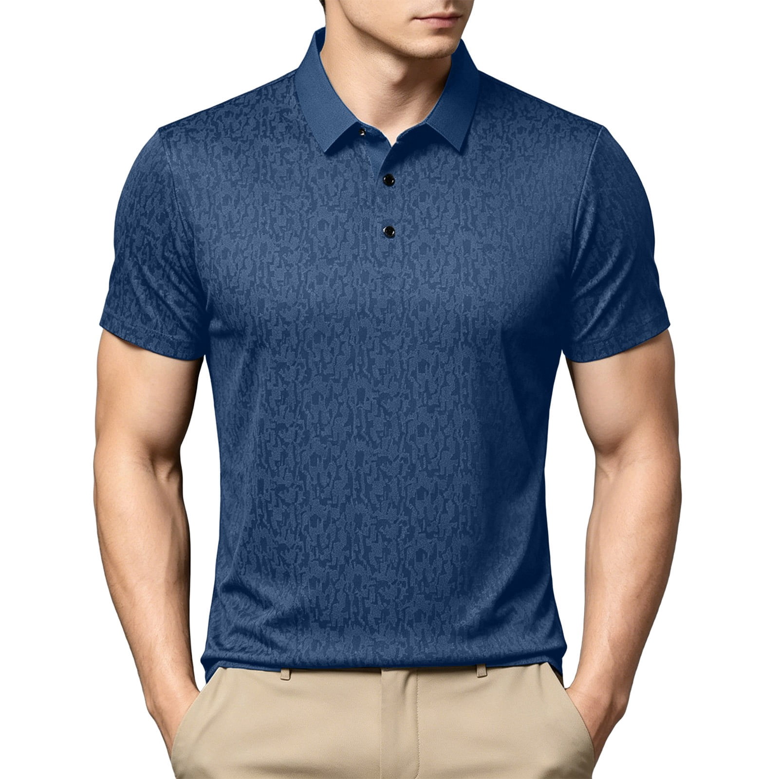 Xzbqbs Men's Printed Polo Shirt Short Sleeve Thin Breathable