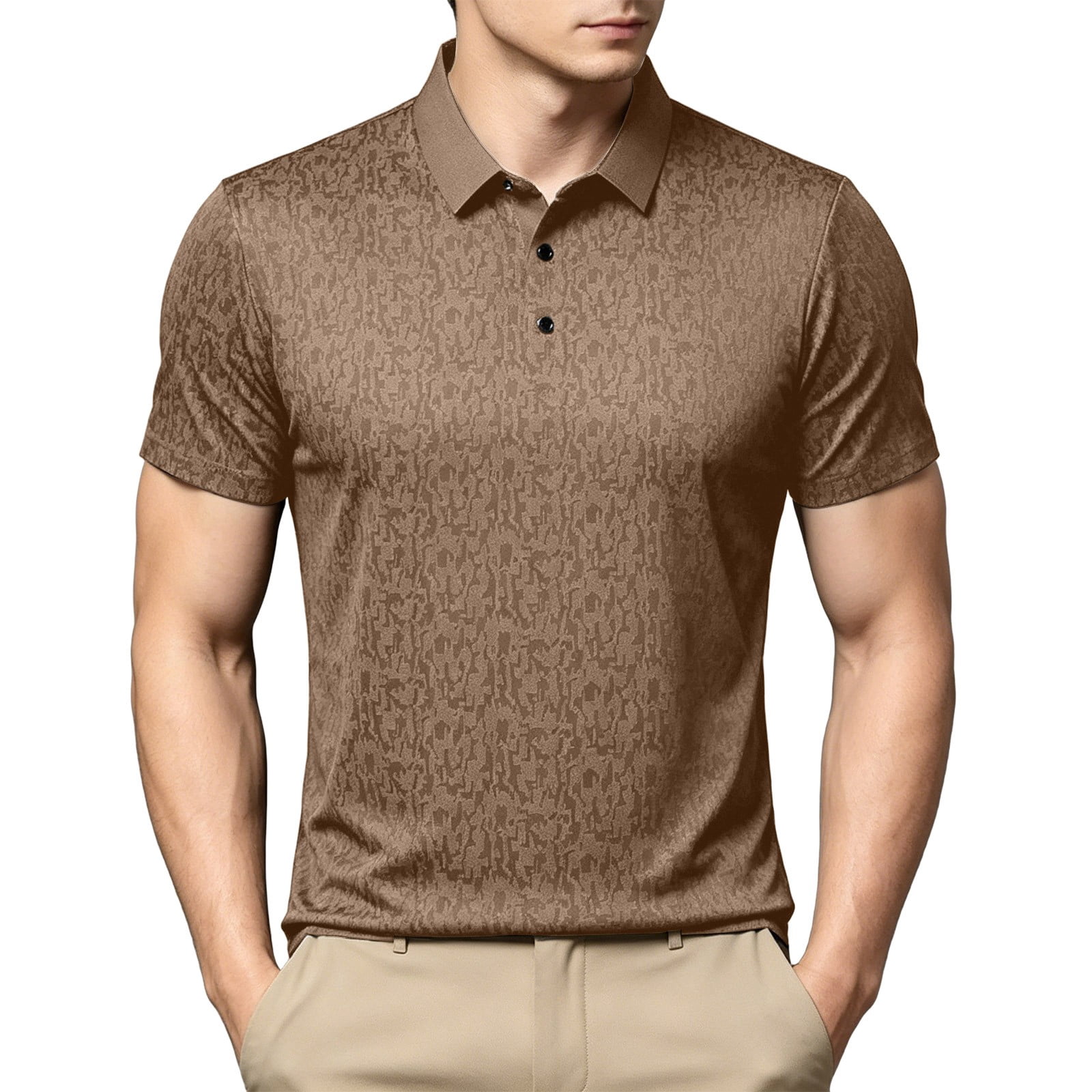 Xzbqbs Men's Printed Polo Shirt Short Sleeve Thin Breathable