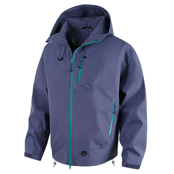 Xzbqbs Men's Rain Jacket Waterproof with Hooded Coat Lightweight Casual Fashion Windbreaker Hiking Softshell Raincoat Jacket for Men