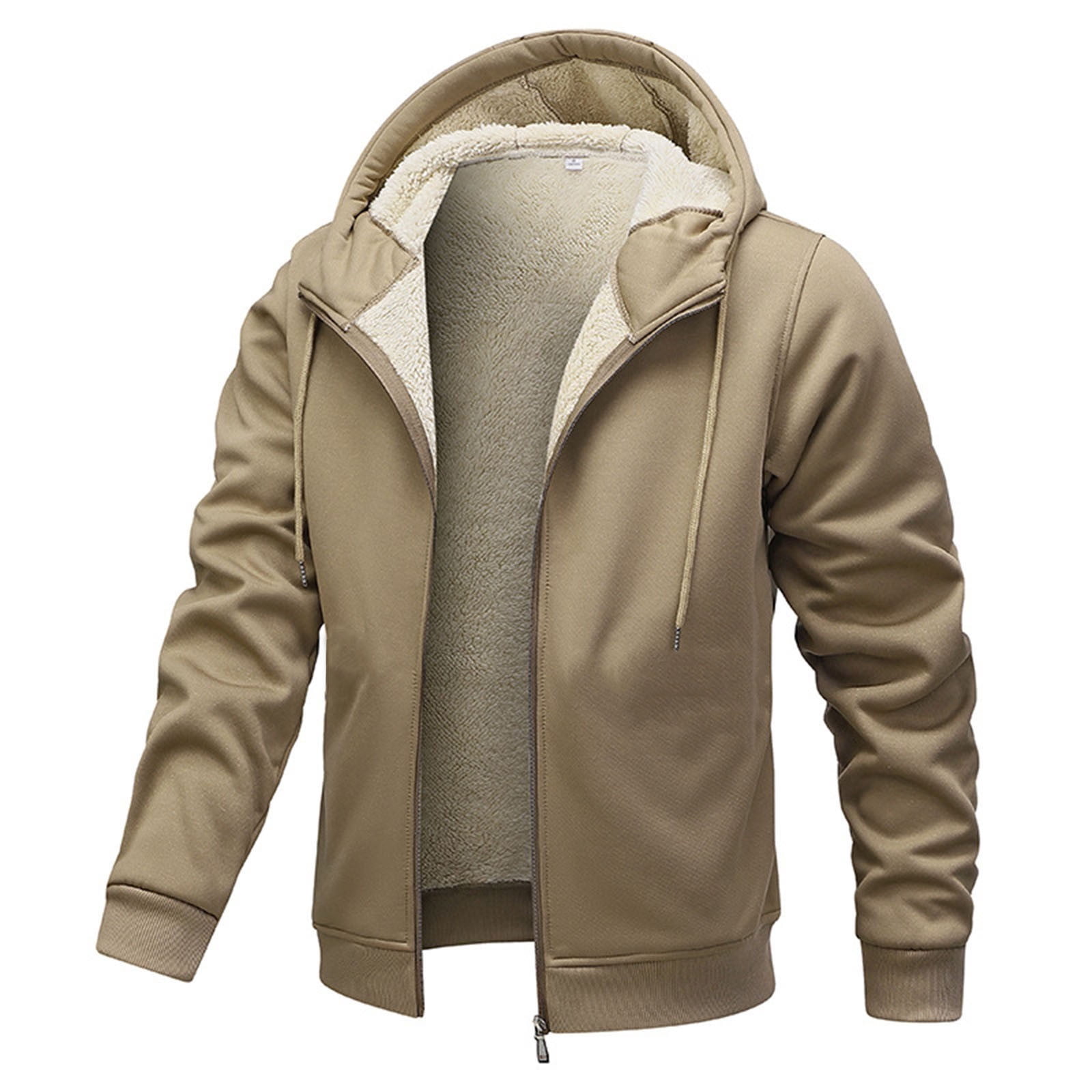 Xzbqbs Men's Sherpa Hooded Jacket Fleece Lined Zip Up Warm Hoodies Sweatshirt Full Zip Up Sweat Hooded Coat Winter Jacket for Men