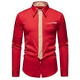 thumbnail image 1 of Xzbqbs Men's Solid Long Sleeve Dress Shirt with Matching Tie Classic Button Down Formal Business Shirts Wrinkle-Free Golf Shirts, 1 of 9
