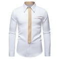 thumbnail image 1 of Xzbqbs Men's Solid Long Sleeve Dress Shirt with Matching Tie Classic Button Down Formal Business Shirts Wrinkle-Free Golf Shirts, 1 of 9