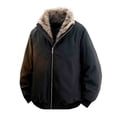 thumbnail image 1 of Xzbqbs Men's Thicken Thermal Winter Jacket Faux Fur Lined Full Zip Up Bomber Jacket with Pockets Fuzzy Fleece Lined Jackets for Men, 1 of 4