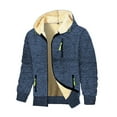 thumbnail image 1 of Xzbqbs Men's Track Jacket Full Zip Fleece Lined Sherpa Winter Hooded Coat Slim Drawstring Lightweight Workout Running Sweat Jackets, 1 of 5
