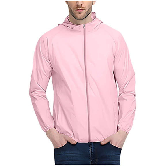 Xzbqbs Men's Track Jacket UPF 50+ Sun Protection Breathable Coat Quick Dry Lightweight Solid Outdoor Running Fitness Fishing Jacket