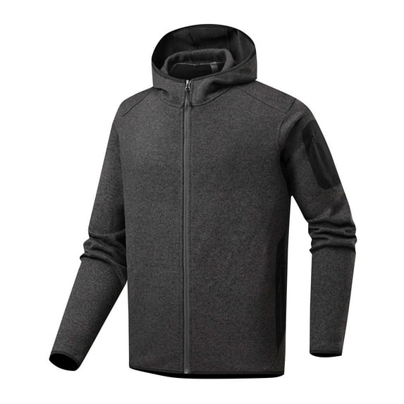 Xzbqbs Men's Track Jackets Casual Fleece Lightweight Full-Zip Solid Hooded Coats Workout Running Athletic Jacket With Zip Pockets