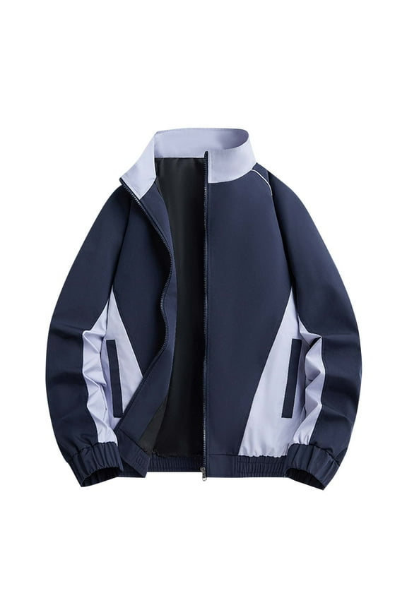Men's Track Jackets Casual Lightweight Full-Zip Color Block Sport Coats Lightweight Workout Running Jacket With Pockets