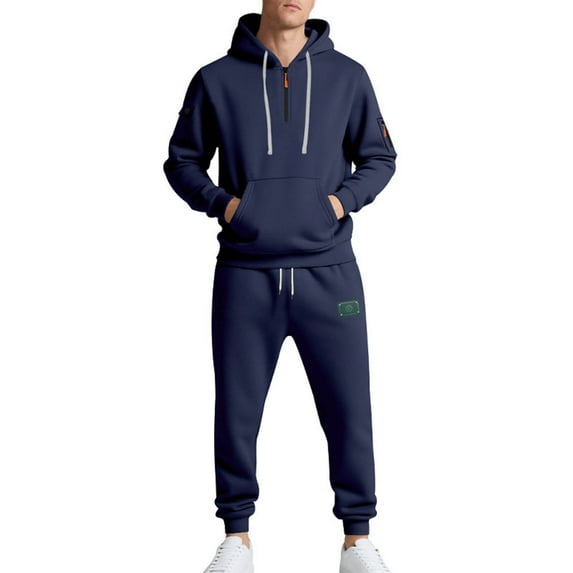 Xzbqbs Men's Tracksuit Set 2 Piece Tactical Sets Quarter Zip Hoodies Pullover and Slim Cuffed Joggers Athletic Workwear Running Sets