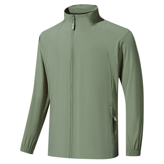 Xzbqbs Men's UPF 50+ Sun Protection Shirt Long Sleeve Full Zip Lightweight Shirts Solid Fishing Outdoor Shirts with Zipper Pocket