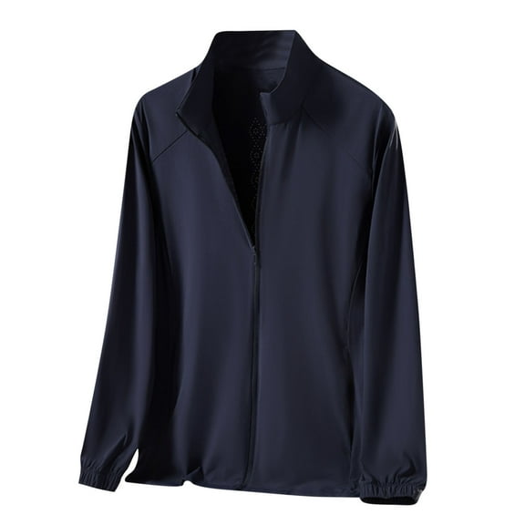 Xzbqbs Men's UPF 50 Sun Protection Shirt Long Sleeve Full Zip Up Lightweight Shirts Solid Color UV Fishing Outdoor Shirts