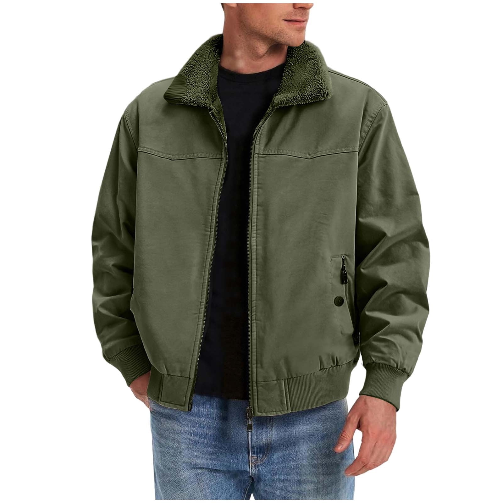 Xzbqbs Men's Washed Cotton Workwear Jacket Sherpa Lined Utility