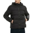 thumbnail image 1 of Xzbqbs Men's Winter Puffer Jacket Hooded Puffy Fleece Warm Lightweight Coat Casual Solid Color Zip Up Jackets with Pockets, 1 of 6