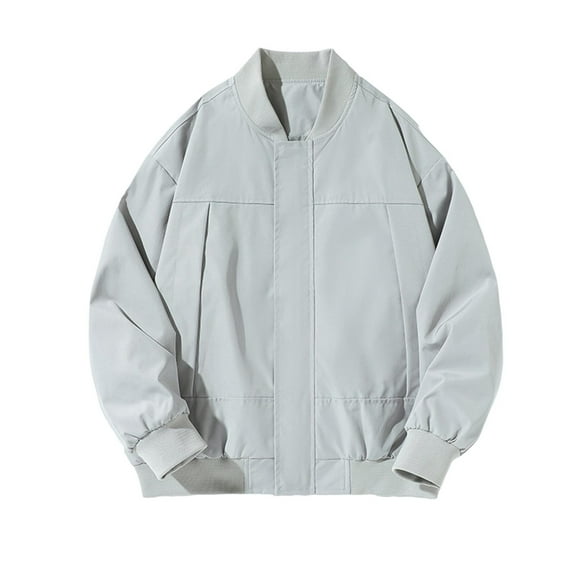 Xzbqbs Mens Casual Bomber Jacket Full Zip Outdoor Spring Fall Vintage Sport Coats Fashion Lightweight Solid Color Flight Jackets