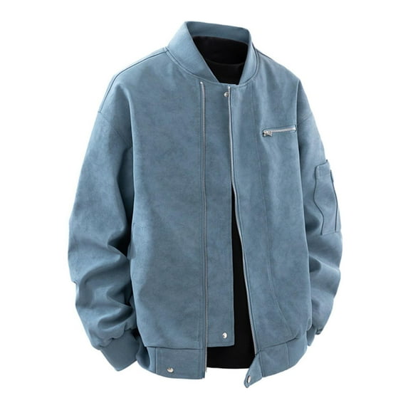 Xzbqbs Mens Casual Bomber Jacket Full Zip Up Lightweihgt Outdoor Sport Coat Fashion Solid Color Flight Jacket for Men with Pocket