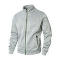 thumbnail image 1 of Xzbqbs Mens Casual Jacket Fleece Full Zip Up Stand Collar Slim Fit Sport Coats Lightweight Soft Fall Winter Jacket with Zip Pocket, 1 of 7
