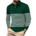 thumbnail image 1 of Xzbqbs Mens Casual Long Sleeve Polo Shirt Quarter Zip Slim Fit Lightweight Pullover Striped Printed Lapel Tops Summer Shirts, 1 of 5