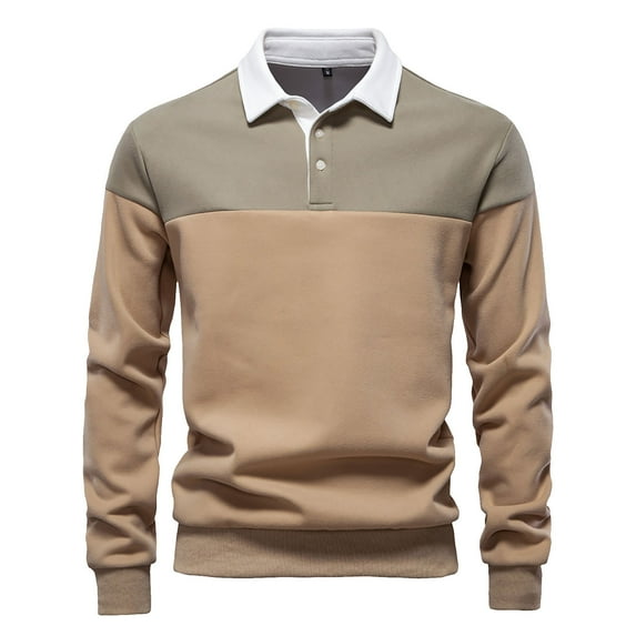 Xzbqbs Mens Casual Long Sleeve Polo Shirts Classic Basic Button Down Striped Printed Lapel Pullover Vintage Lightweight Shirts