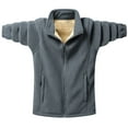 thumbnail image 1 of Xzbqbs Mens Casual Sherpa Jacket Fleece Lined Full-Zip Stand Collar Slim Coat Lightweight Fall Winter Warm Jacket with Zip Pocket, 1 of 7