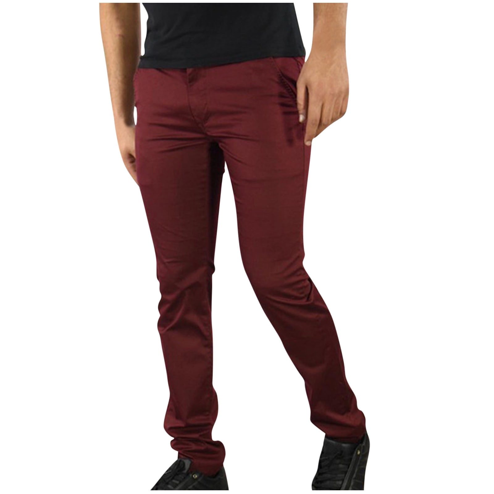 Xzbqbs Mens Casual Skinny Pants Classic Flat Front Slim Tapered Twill ...