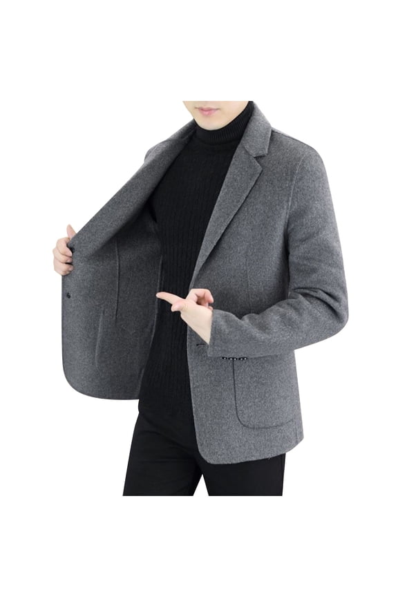 Mens Casual Suit Jacket Two Buttons Thick Autumn Winter Business Blazer Sport Coats Slim Fit Lightweight Suit Jackets for Men