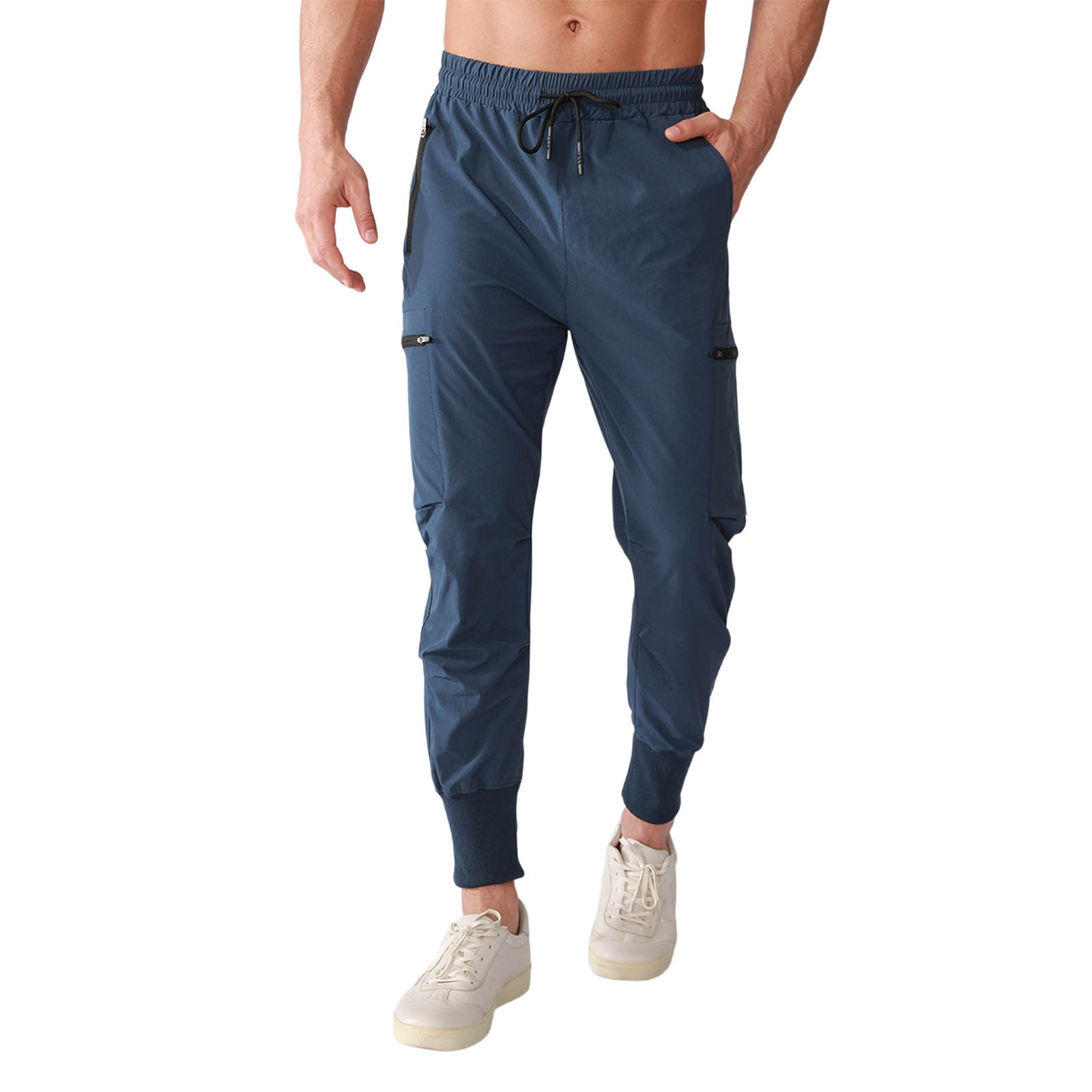 Xzbqbs Mens Casual Work Pants Drawstring Elastic Waist Tapered