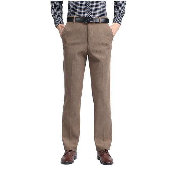 Xzbqbs Mens Corduroy Classic Fit Dress Pants Casual Business Flat Front Straight Pants Wrinkle Free Expandable Waist Pants for Men