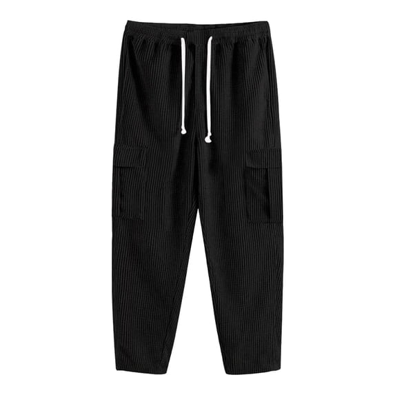 Xzbqbs Mens Corduroy Pants Casual Straight Lightweight Pants Fashion Elastic Waist Drawstring Classic Hiking Outdoor Work Pants