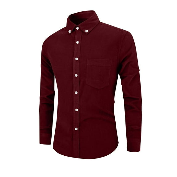 Xzbqbs Mens Corduroy Polo Shirts Long Sleeve Casual Button Down Business Shirt Lightweight Fashion Classic Fit Shirts Golf Shirts