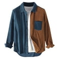 thumbnail image 1 of Xzbqbs Mens Corduroy Shirts Casual Button Down Long Sleeve Color Block Shirt Fashion Lightweigt Shacket Patchwork Shirts for Men, 1 of 5