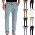 thumbnail image 1 of Xzbqbs Mens Cotton Casual Lightweight Pants Elastic Waist Drawstring Tapered Sweatpants Summer Yoga Beach Long Pants with Pockets, 1 of 6