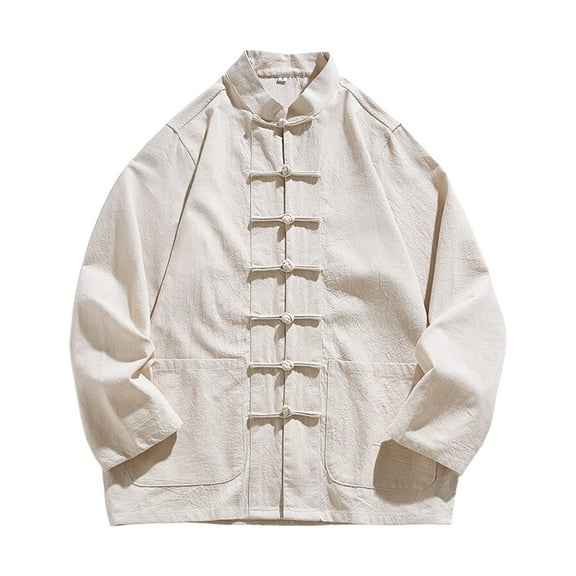 Xzbqbs Mens Cotton Linen Shirts Casual Long Sleeve Button Down Cardigan Shirts Fashion Lightweight Collared Solid Shirts for Men