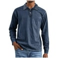 thumbnail image 1 of Xzbqbs Mens Cotton Polo Shirts Casual Long Sleeve Classic Basic Button Down Pullover Vintage Lightweight Lapel Shirts for Men, 1 of 6