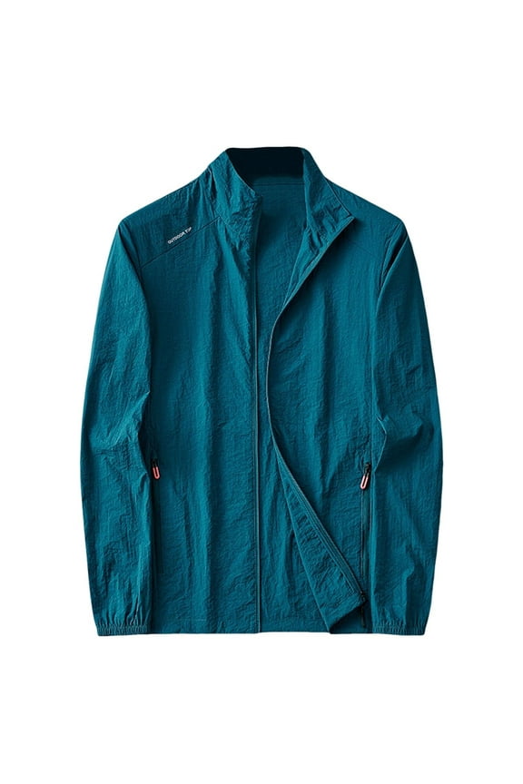 Mens Fishing Jacket UPF 50+ Sun Protection Breathable Coat Quick Dry Lightweight Hiking Outdoor Jacket with Zipper Pocket