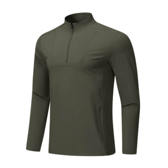 Xzbqbs Mens Fishing Shirts Long Sleeve Quarter Zip Muscle Fit Pullover Casual Lightweight Solid Collared Sports Fitness Shirts