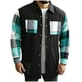 thumbnail image 1 of Xzbqbs Mens Flannel Shirts Long Sleeve Fleece Plaid Jacket Casual Stylish Button Down Shirts with Pockets Fashion Patwork Shirts, 1 of 8