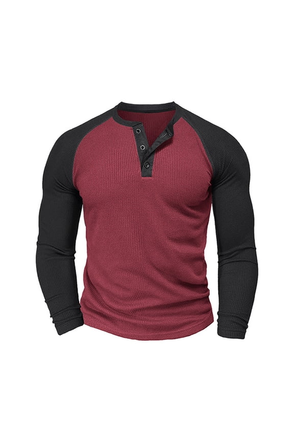 Mens Henley Shirts Casual Long Sleeve Solid Color Button Down Pullover Tops Lightweight Slim V Neck Shirts with Pocket