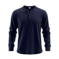 thumbnail image 1 of Xzbqbs Mens Henley Shirts Long Sleeve Casual Button V Neck T-Shirt Lightweight Fashion Pullover Tops Solid Color Slim Fit Shirts, 1 of 6
