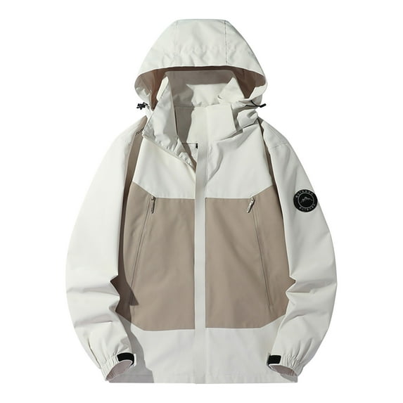 Xzbqbs Mens Hooded Jacket Casual Windproof Raincoat Lightweight Fashion Softshell Windbreaker Jacket Hiking Travel Fishing Coat