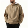 thumbnail image 1 of Xzbqbs Mens Hooded Sweatshirt Casual Long Sleeve Drawstring Hoodie Pullover Sweatshirts Loose Lightweight Quarter Button Hoodies, 1 of 5
