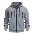 thumbnail image 1 of Xzbqbs Mens Hoodies Casual Tactical Full Zip Up Fashion Drawstring Hooded Tops Lightweight Solid Color Sweatshirts with Pockets, 1 of 3
