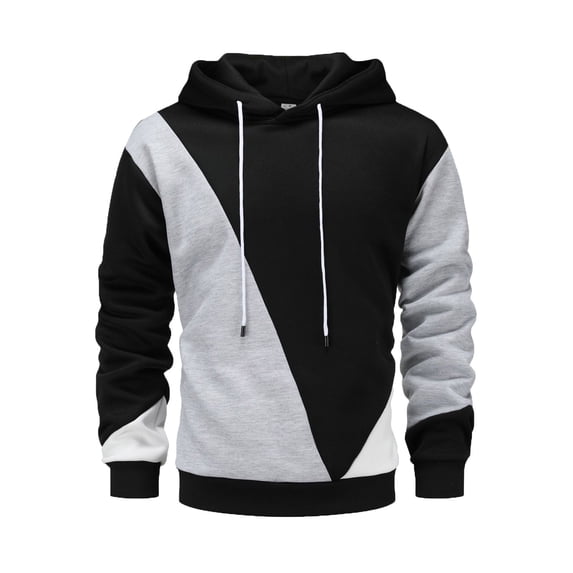 Xzbqbs Mens Hoodies Fleece Patchwork Slim Fit Sports Pullover Hoodie Casual Fashion Drawstring Color Block Lightweight Sweatshirts