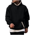 thumbnail image 1 of Xzbqbs Mens Hoodies Pullover Casual Loose Long Sleeve Sweatshirts for Men Fashion Lightweight Solid Hooded Sweatshirts with Pocket, 1 of 4