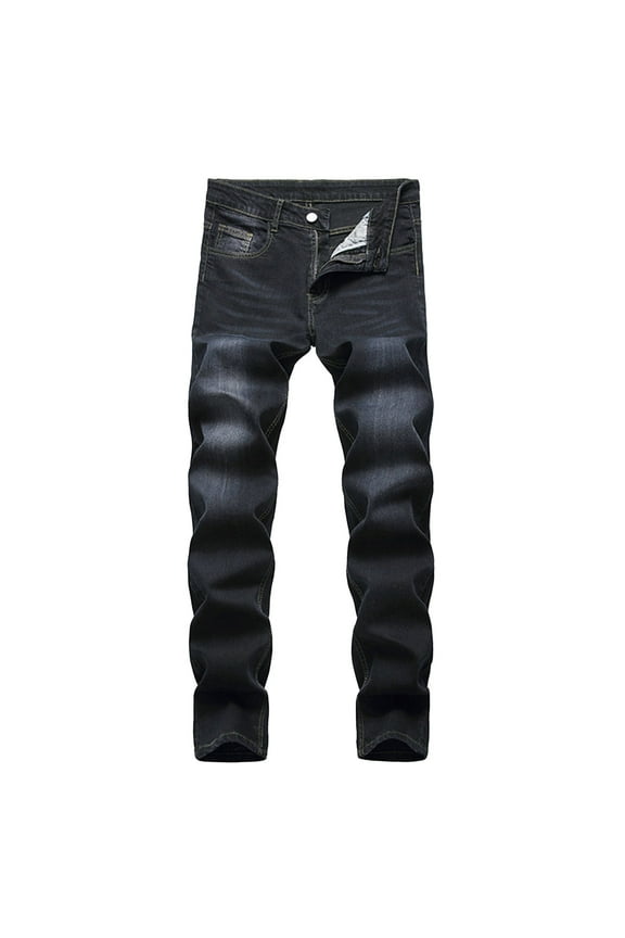 Mens Jeans Regular Fit Hip Hop Distressed Denim Pants Straight Leg Sweatpants Streetwear Jeans Classic Denim Jeans for Men
